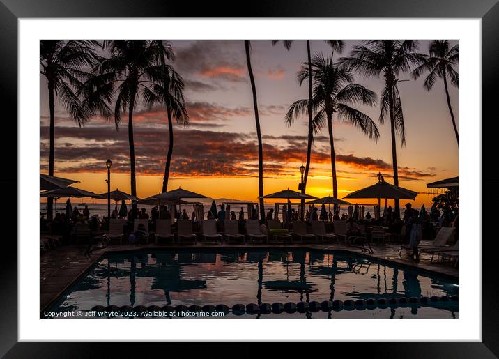 Sunset from the Moan Surfrider, Waikiki Framed Mounted Print by Jeff Whyte