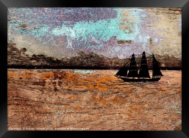 Ship In A Storm  Framed Print by Robert Fennah