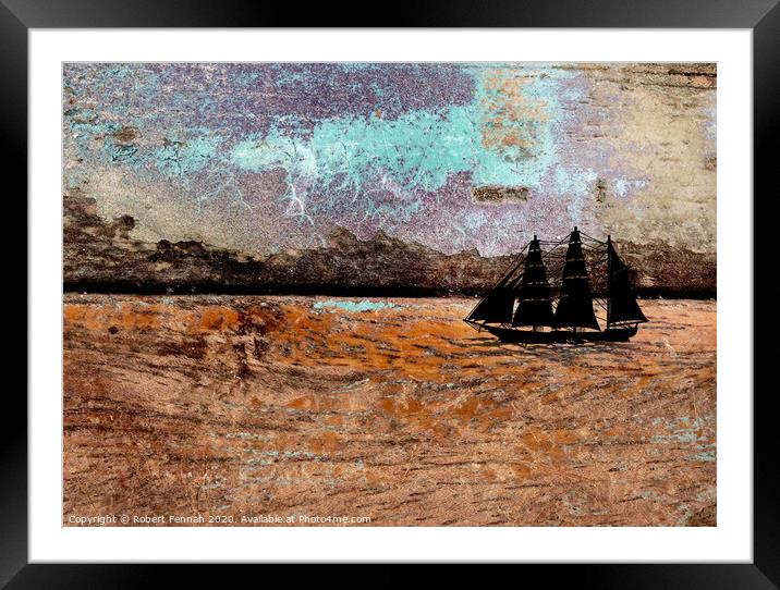 Ship In A Storm  Framed Mounted Print by Robert Fennah