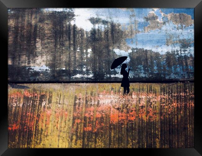 Woman With Umbrella   Framed Print by Robert Fennah