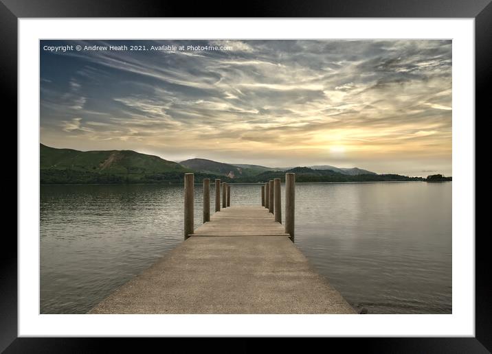 Evening view over Derwent Water Framed Mounted Print by Andrew Heath