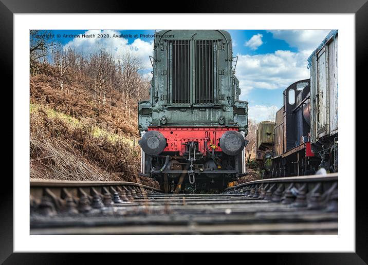 Clickerty clack a train on a track Framed Mounted Print by Andrew Heath