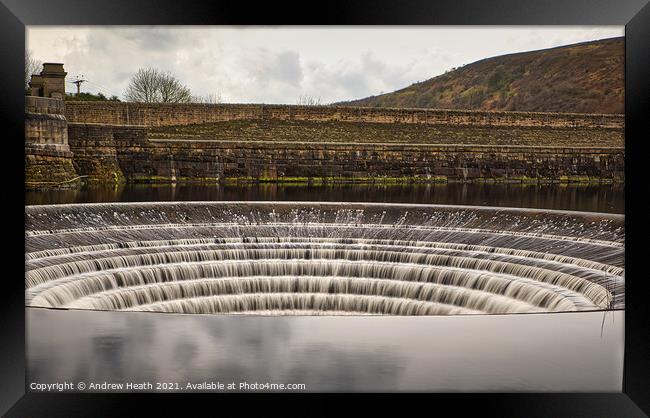 Ladybower Dam Wall  Framed Print by Andrew Heath