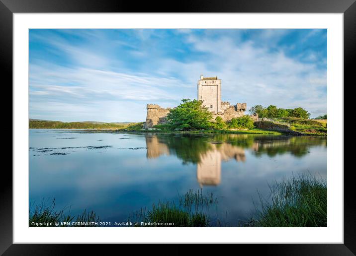 Serene Reflections of Doe Castle Framed Mounted Print by KEN CARNWATH