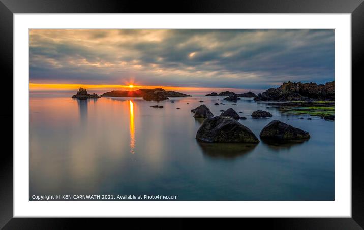 'Golden Horizon: A Captivating Coastal Sunset' Framed Mounted Print by KEN CARNWATH