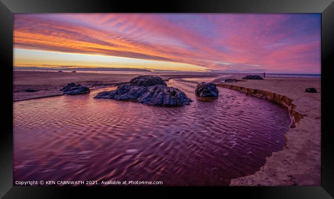 "Breathtaking Sunset over Downhill Beach" Framed Print by KEN CARNWATH