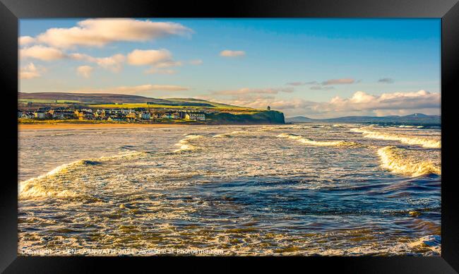 "Coastal Serenity: Mussenden Temple and Castlerock Framed Print by KEN CARNWATH
