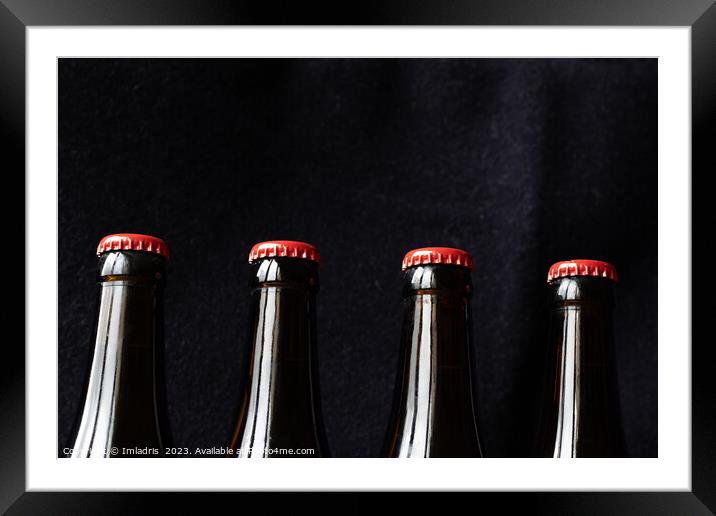 A row of red top beer bottles Framed Mounted Print by Imladris 