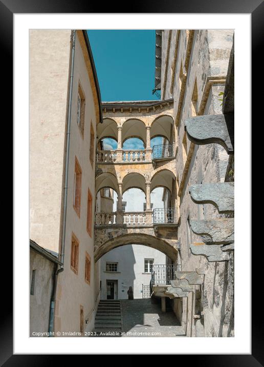 Covered Walkway, Stockalper palace, Switzerland Framed Mounted Print by Imladris 