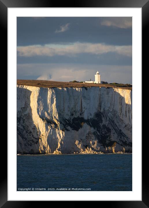 Lighthouse on White Cliffs of Dover, England Framed Mounted Print by Imladris 