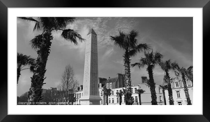 Palm Trees and Obelisk, Boulogne-sur-Mer, France Framed Mounted Print by Imladris 