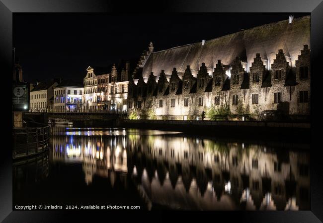  'Groot Vleeshuis', Ghent, Belgium by night Framed Print by Imladris 