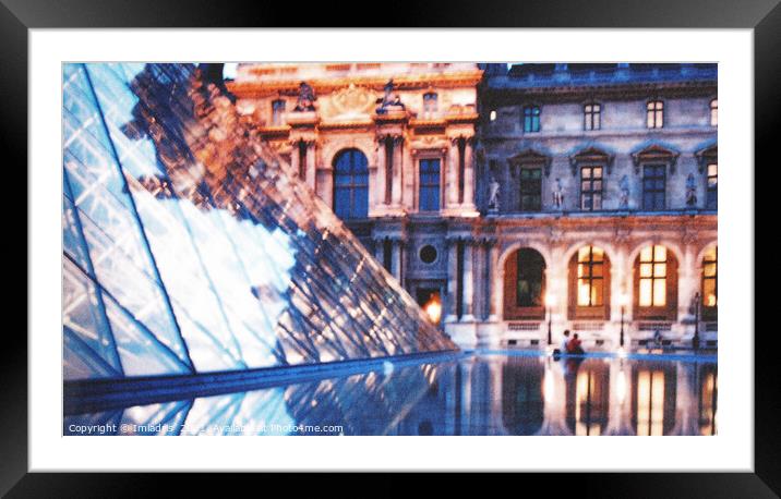Romantic evening in Paris at the Louvre Framed Mounted Print by Imladris 