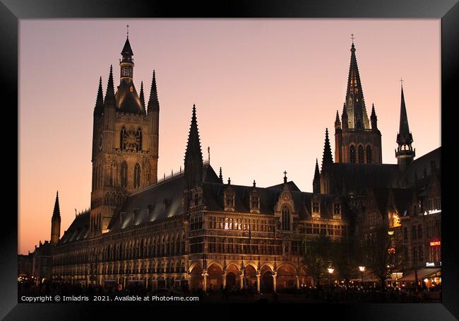 Ypres Cloth Hall, Belgium by Night Framed Print by Imladris 