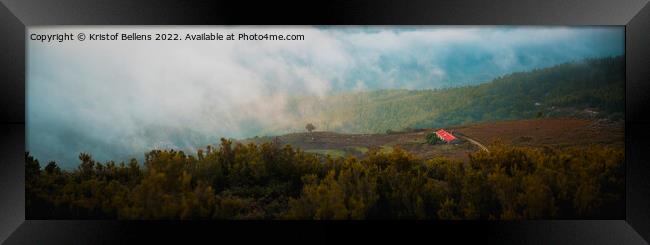 Panorama shot of evening fog rolling in on the mountains of Serra de Monchique in Algarve, Portugal during early autumn. Framed Print by Kristof Bellens