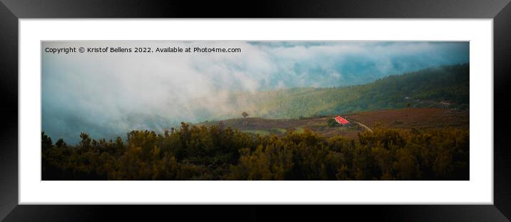 Panorama shot of evening fog rolling in on the mountains of Serra de Monchique in Algarve, Portugal during early autumn. Framed Mounted Print by Kristof Bellens