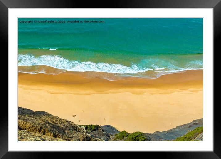 Empty remote beach in Algarve, Portugal. Framed Mounted Print by Kristof Bellens