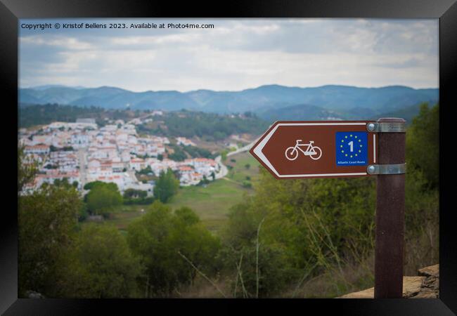 Atlantic Coast Bicycle route sign in Aljezur, Algarve, Portugal. Framed Print by Kristof Bellens