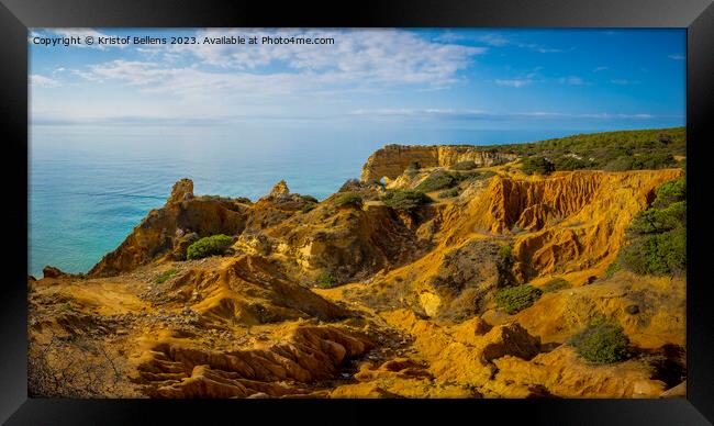 Panorama landscape on the seven hanging valleys famous hike on the Algarve coast in Portugal. Framed Print by Kristof Bellens