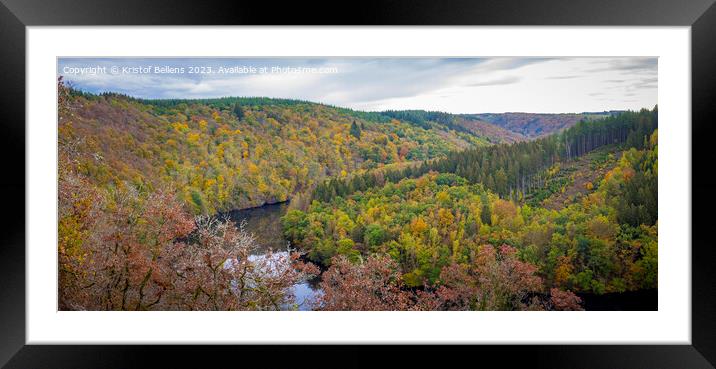 View on the landscape of Parc naturel des deux Ourthes during autumn in the Ardennes of Wallnia, Belgium. Framed Mounted Print by Kristof Bellens