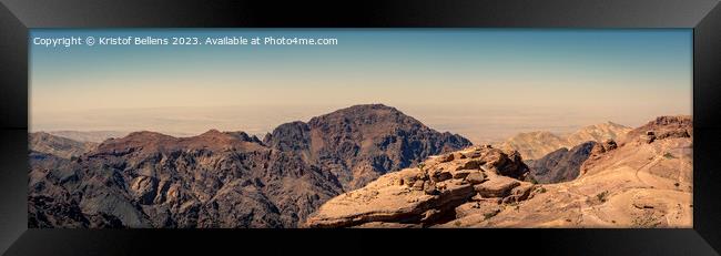 Panorama landscape image of Petra, Jordan at the top of Ad Deir. Framed Print by Kristof Bellens