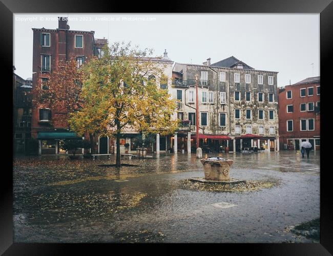 Heavy rain in Venice, Italy, during autumn. Framed Print by Kristof Bellens