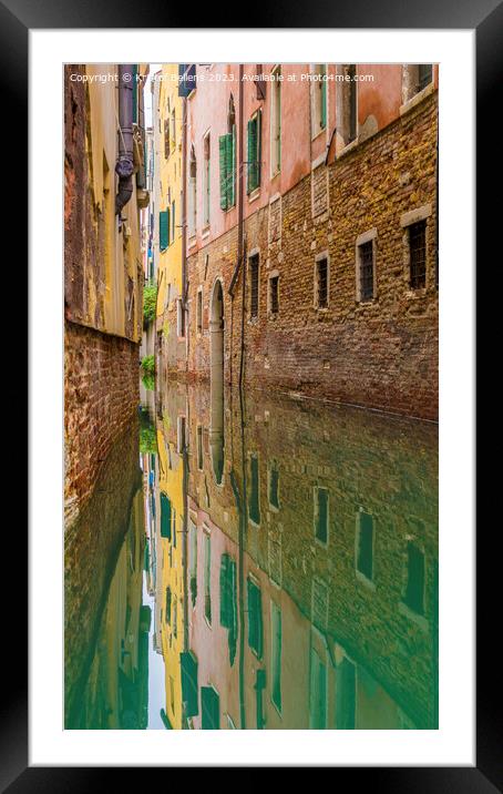 Vertical shot of colorful canal houses in venice Framed Mounted Print by Kristof Bellens