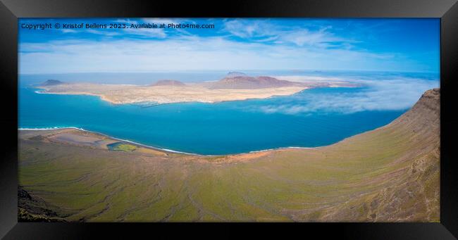 Aerial view on island La Graciosa next to Lanzarote. Part of the Canary Islands of Spain Framed Print by Kristof Bellens