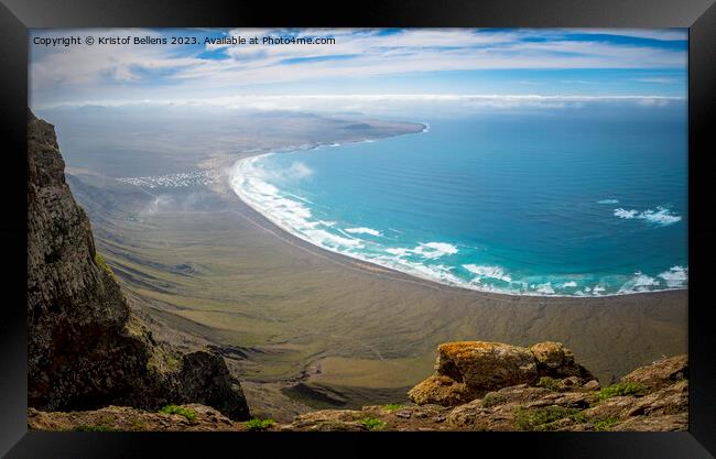 Mirador Rincon de Haria, view on the dramatic northern coastline of the Canary island Lanzarote Framed Print by Kristof Bellens
