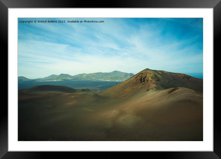 View on the volcanic landscape of Timanfaya National Park on the Canary Island of Lanzarote in Spain. Framed Mounted Print by Kristof Bellens