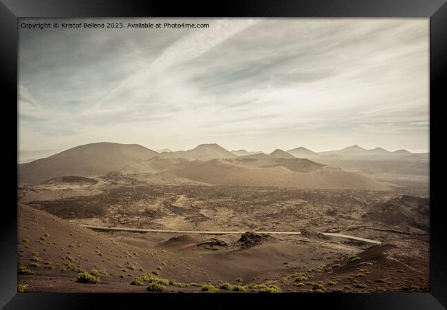 View on the volcanic landscape of Timanfaya National Park on the Canary Island of Lanzarote in Spain. Framed Print by Kristof Bellens