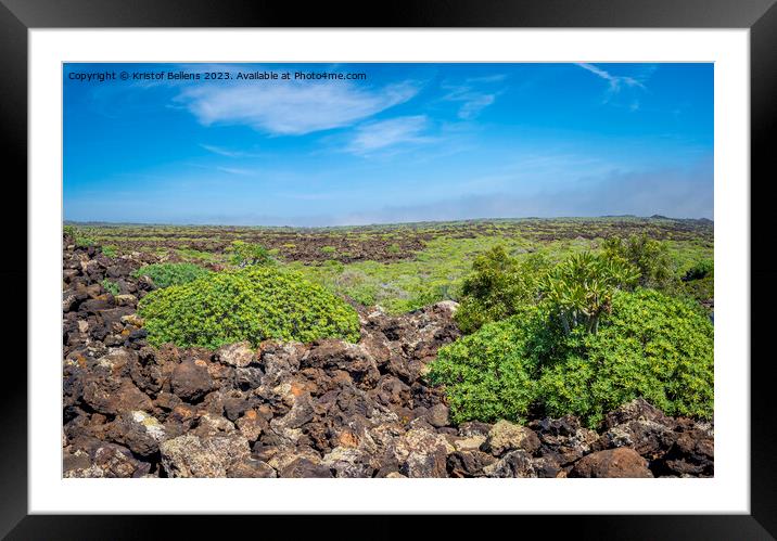 View on the volcanic landscape of northern Lanzarote, one of the Canary Islands of Spain Framed Mounted Print by Kristof Bellens