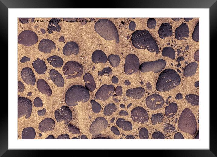 Directly above shot of lava stones in the sand Framed Mounted Print by Kristof Bellens