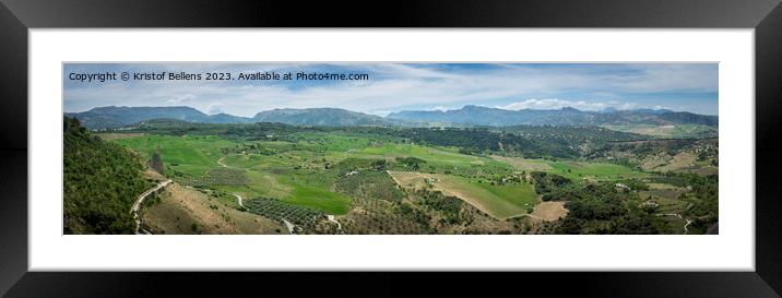 Panoramic view on the pastures and landscape in Ronda, Andalusia surroundings. Framed Mounted Print by Kristof Bellens
