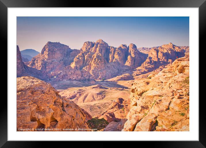 Landscape and nature of Petra, Jordan during High Place of Sacrifice Trail. Framed Mounted Print by Kristof Bellens