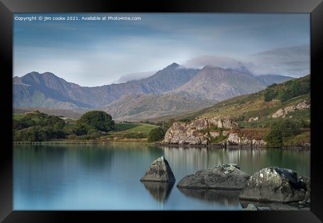 The Lake in the heart Snowdonia Framed Print by jim cooke
