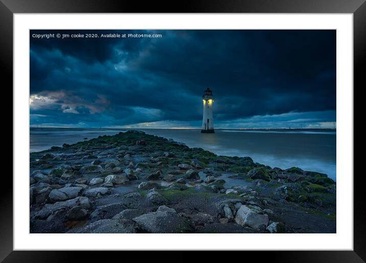 blue hour at perch rock Framed Mounted Print by jim cooke