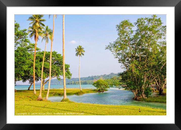 Velit Bay blue hole - Espiritu Santo Framed Mounted Print by Laszlo Konya