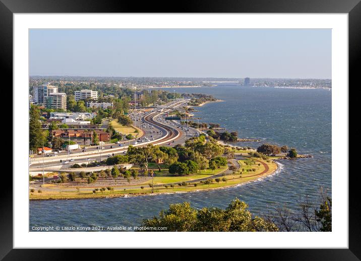 View from Kings Park - Perth Framed Mounted Print by Laszlo Konya