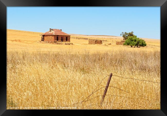 Abandoned farmhouse - South Australia Framed Print by Laszlo Konya