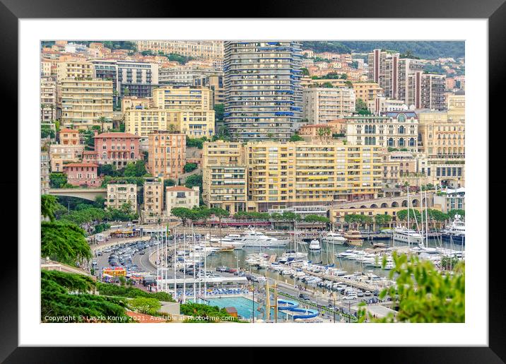 View from Monaco-Ville Framed Mounted Print by Laszlo Konya