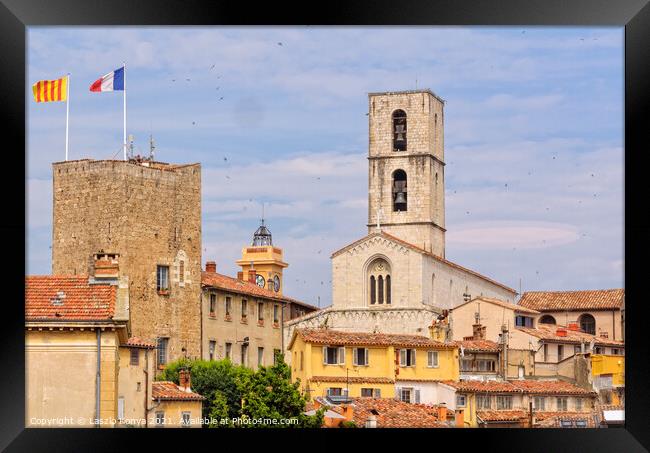 Saracen Tower and Cathedral - Grasse Framed Print by Laszlo Konya