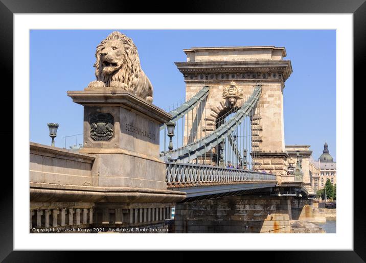 Guardian lion - Budapest Framed Mounted Print by Laszlo Konya