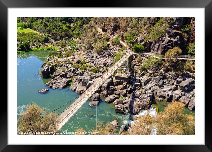 Suspension bridge - Launceston Framed Mounted Print by Laszlo Konya