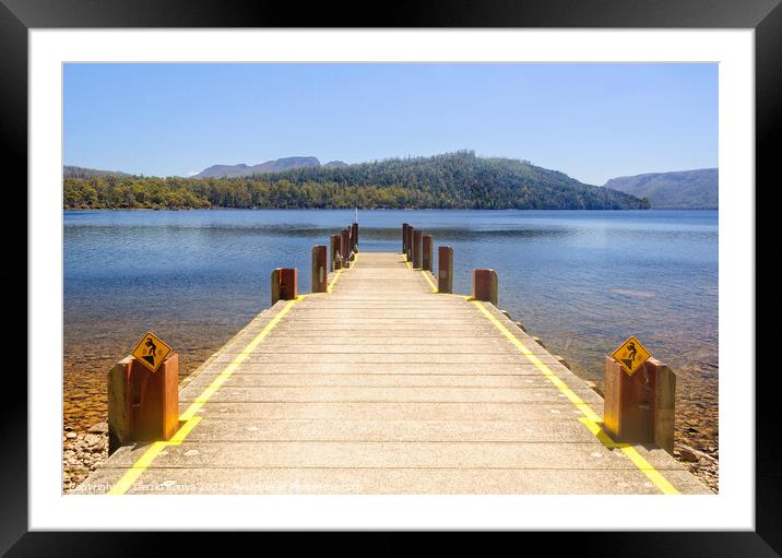 View from the jetty at Lake St Clair - Tasmania Framed Mounted Print by Laszlo Konya
