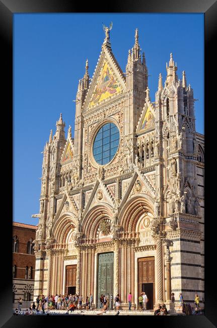 West Façade of the Duomo - Siena Framed Print by Laszlo Konya