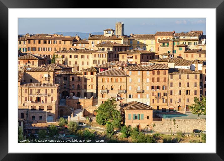 View from the Tolomei Gardens - Siena Framed Mounted Print by Laszlo Konya