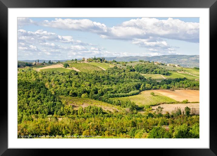 View from the wall - Monteriggioni Framed Mounted Print by Laszlo Konya