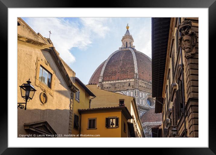 Dome from Via del Proconsolo - Florence Framed Mounted Print by Laszlo Konya