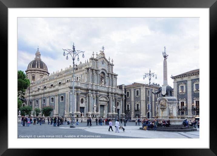 Piazza del Duomo - Catania Framed Mounted Print by Laszlo Konya